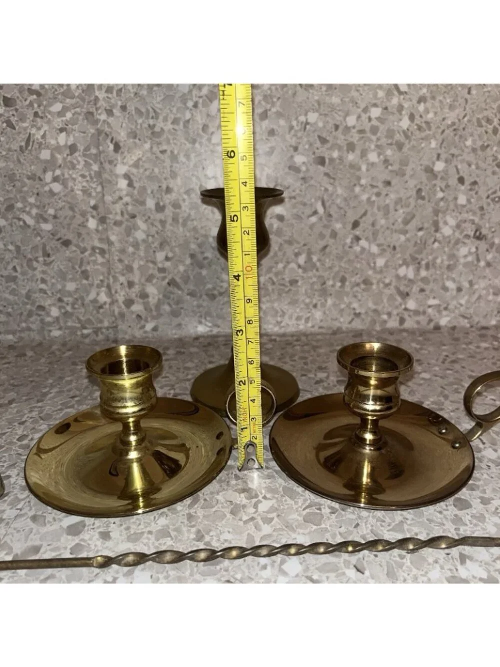 Brass Candlestick Holders Chamber Style one Stick Snuffer Lot of 4